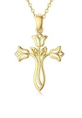 lovely real gold cross girls necklace